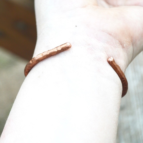 Pink Black Green Tourmaline Copper Cuff Bracelet - Picture 9 of 9